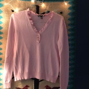 LAUREN Ralph Lauren 90s FairyCore Cottagecore Pink Ruffle Sweater EUC